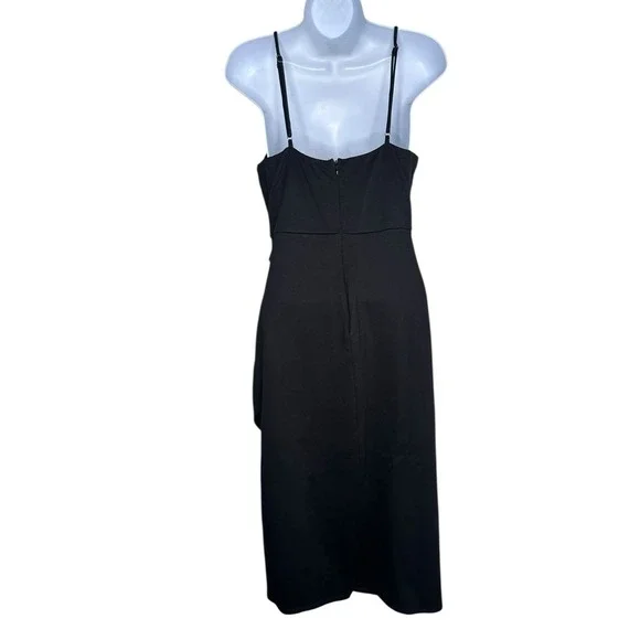 NEW Lulus Black Bodycon Midi Dress Sexy LBD L Large Ruched Side Women's Cocktail - Picture 6 of 12